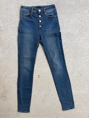 Massimo Dutti High Rise Skinny Jeans Button Fly Blue Denim 26x30 USA 2